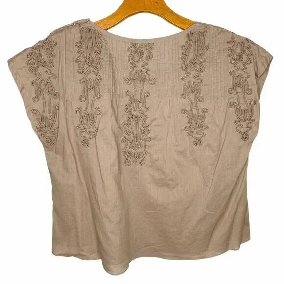 Free People Brown Embroidered Quills Cropped Top Size Small - Picture 6 of 14